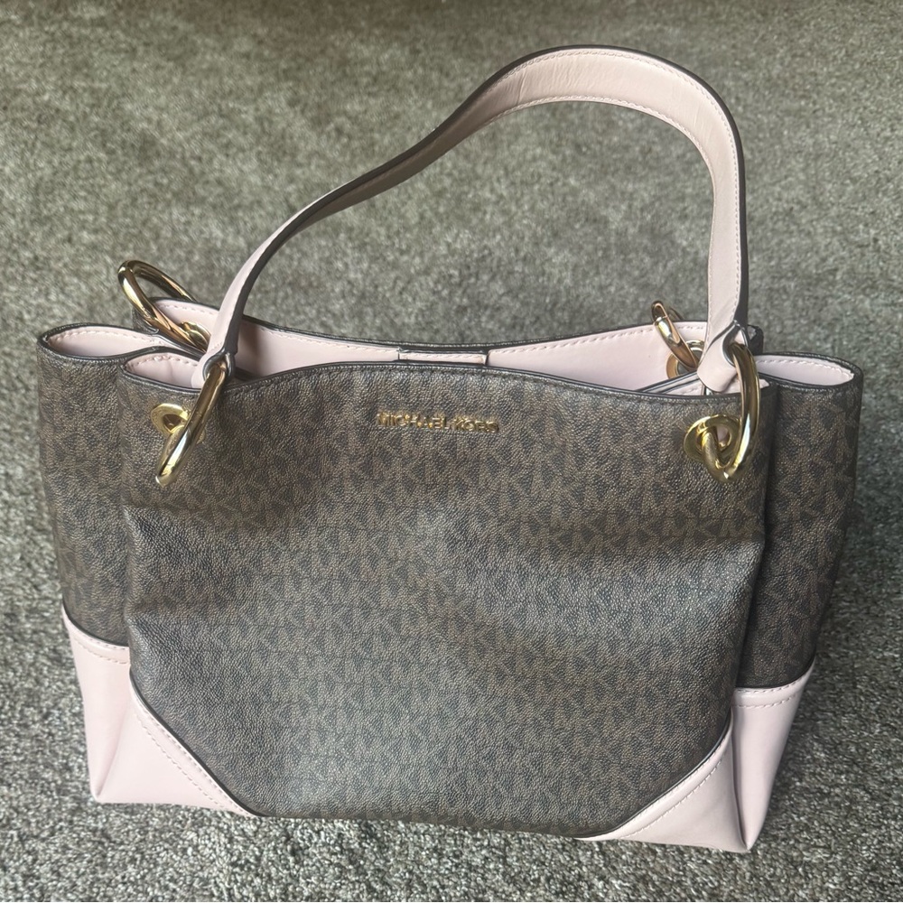 Michael Kors Pink and Brown Monogram Tote